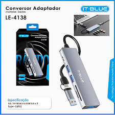 CONVERSOR TYPE-C 5 EM 1 IT BLUE LE-4138