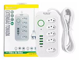 Extensao De Tomada BM-8696 Filtro De Linha Usb B-max 2m