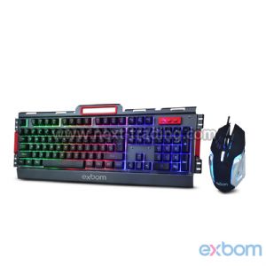 Kit Gamer teclado e mouse com iluminação de LED e acabamento de metal ABNT Padrão Brasileiro