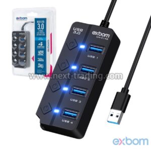 Hub de Expansão USB 3.0 4 em 1 com Interruptores