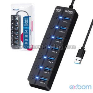 Hub de Expansão USB 3.0 7 em 1 com Interruptores